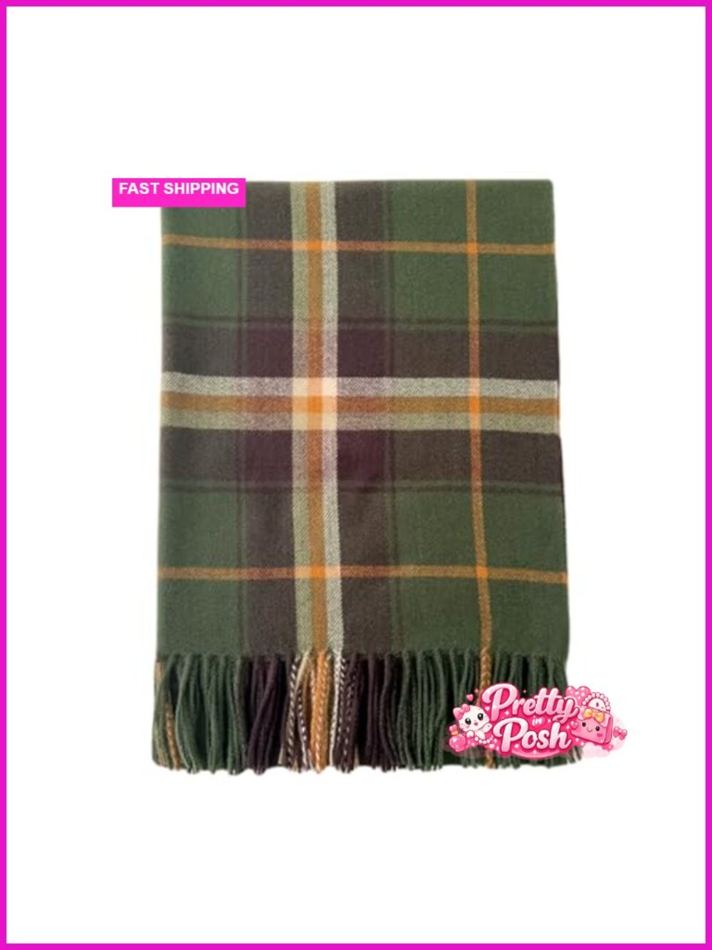 Oversized Plaid Blanket Scarf Tassel Warm Winter Shawl Wrap - Picture 3 of 6